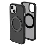 iPhone 15 Lippa Hybrid Plast Deksel med 360 Roterende Kickstand – MagSafe Kompatibelt – Matt / Svart