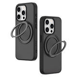 iPhone 15 Pro Lippa Hybrid Plast Deksel med 360 Roterende Kickstand – MagSafe Kompatibelt – Matt / Svart