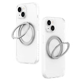 iPhone 15 Lippa Hybrid Plast Deksel med 360 Roterende Kickstand – MagSafe Kompatibelt – Gjennomsiktig / Sølv