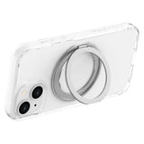 iPhone 15 Lippa Hybrid Plast Deksel med 360 Roterende Kickstand – MagSafe Kompatibelt – Gjennomsiktig / Sølv