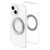 iPhone 15 Lippa Hybrid Plast Deksel med 360 Roterende Kickstand – MagSafe Kompatibelt – Gjennomsiktig / Sølv