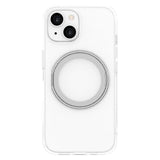 iPhone 15 Lippa Hybrid Plast Deksel med 360 Roterende Kickstand – MagSafe Kompatibelt – Gjennomsiktig / Sølv