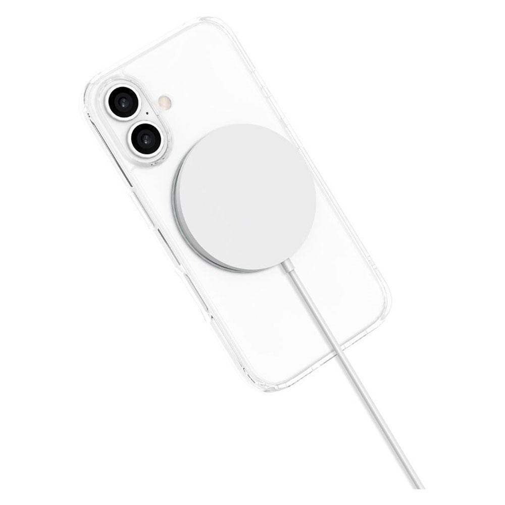 iPhone 16 Lippa Hybrid Plast Deksel med 360 Roterende Kickstand – MagSafe Kompatibelt – Gjennomsiktig / Sølv