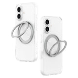 iPhone 16 Lippa Hybrid Plast Deksel med 360 Roterende Kickstand – MagSafe Kompatibelt – Gjennomsiktig / Sølv