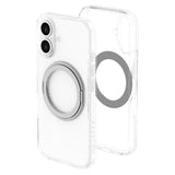 iPhone 16 Lippa Hybrid Plast Deksel med 360 Roterende Kickstand – MagSafe Kompatibelt – Gjennomsiktig / Sølv
