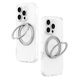 iPhone 16 Pro Lippa Hybrid Plast Deksel med 360 Roterende Kickstand – MagSafe Kompatibelt – Gjennomsiktig / Sølv