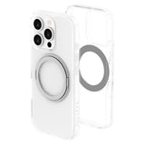 iPhone 16 Pro Lippa Hybrid Plast Deksel med 360 Roterende Kickstand – MagSafe Kompatibelt – Gjennomsiktig / Sølv