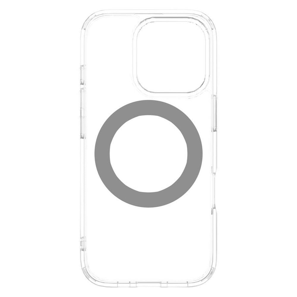 iPhone 16 Pro Lippa Hybrid Plast Deksel med 360 Roterende Kickstand – MagSafe Kompatibelt – Gjennomsiktig / Sølv