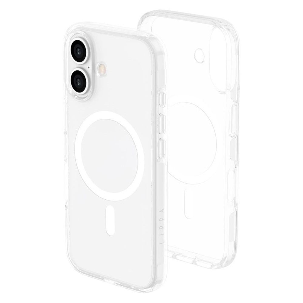 iPhone 16 Lippa Hybrid Plast Deksel – MagSafe Kompatibelt – Gjennomsiktig / Hvit