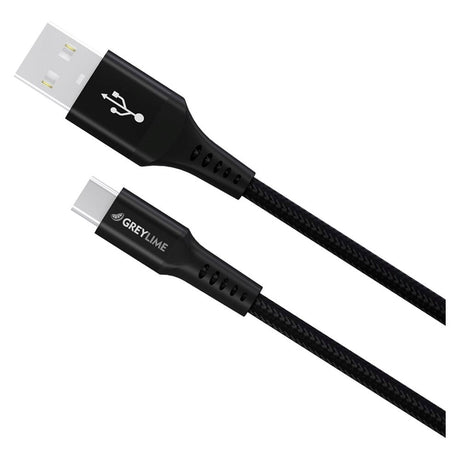 GreyLime 15W Flettet USB-A til USB-C Kabel 3 meter - Svart