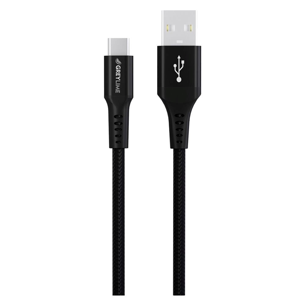 GreyLime 15W Flettet USB-A til USB-C Kabel 3 meter - Svart