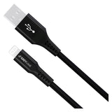 GreyLime 12W Flettet USB-A til Lightning Kabel 50 cm - Svart