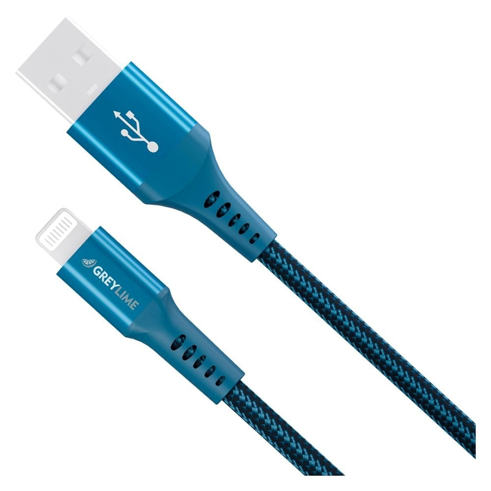 GreyLime 12W Flettet USB-A til Lightning Kabel 3 meter - Blå