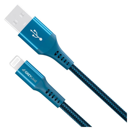 GreyLime 12W Flettet USB-A til Lightning Kabel 3 meter - Blå