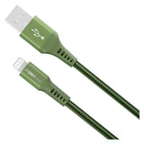GreyLime 12W Flettet USB-A til Lightning Kabel 3 meter - Grønn