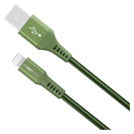 GreyLime 12W Flettet USB-A til Lightning Kabel 3 meter - Grønn