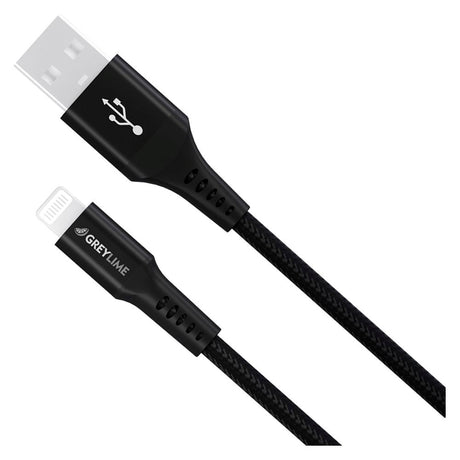 GreyLime 12W Flettet USB-A til Lightning Kabel 3 meter - Svart