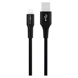 GreyLime 12W Flettet USB-A til Lightning Kabel 3 meter - Svart