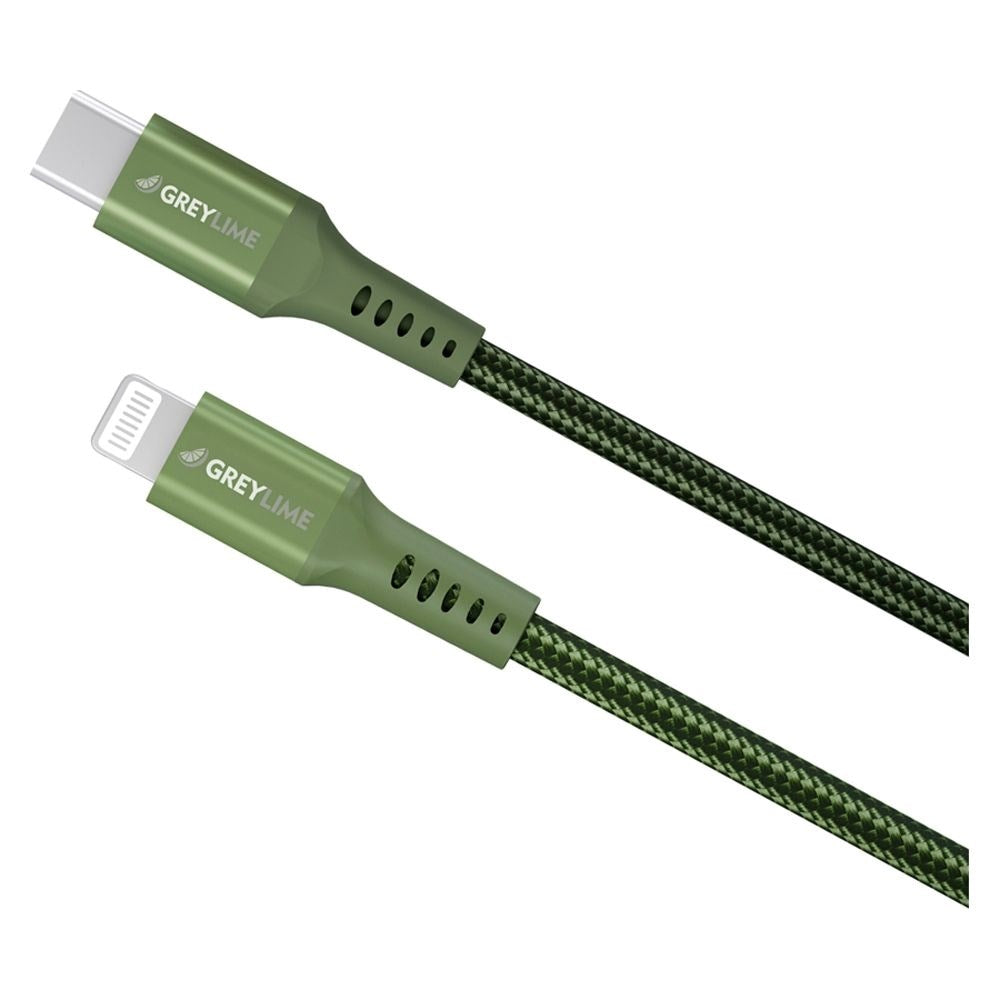 GreyLime 18W Flettet USB-C til Lightning Kabel 50 cm - Grønn
