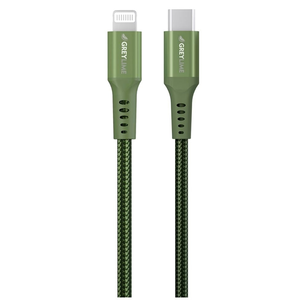 GreyLime 18W Flettet USB-C til Lightning Kabel 50 cm - Grønn