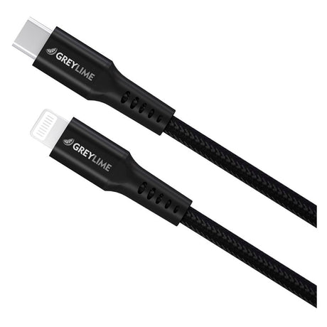 GreyLime 18W Flettet USB-C til Lightning Kabel 3 meter - Svart