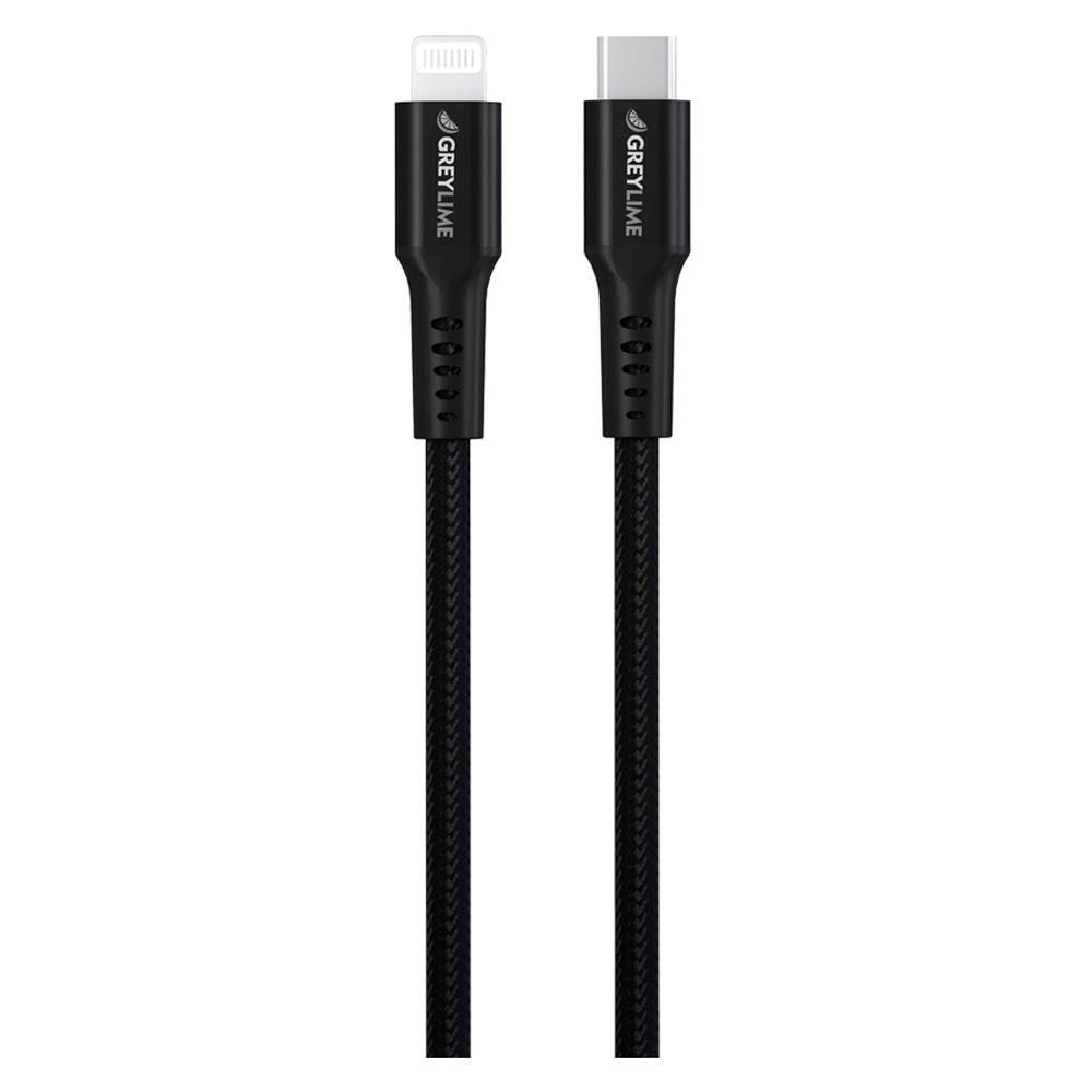 GreyLime 18W Flettet USB-C til Lightning Kabel 3 meter - Svart
