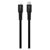 GreyLime 18W Flettet USB-C til Lightning Kabel 3 meter - Svart