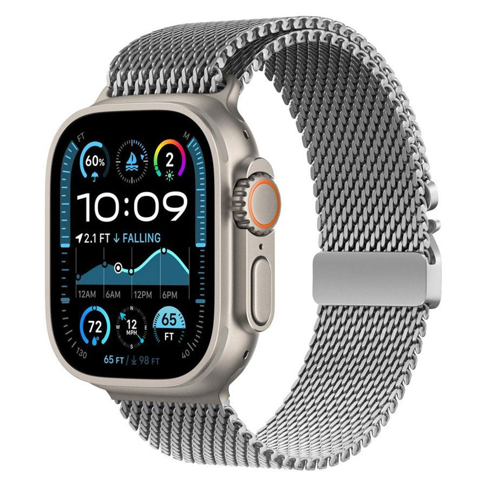 Apple Watch (42/44/SE/45/46/49 mm) Lippa Rustfritt Stålstropp med Lås – Sølv