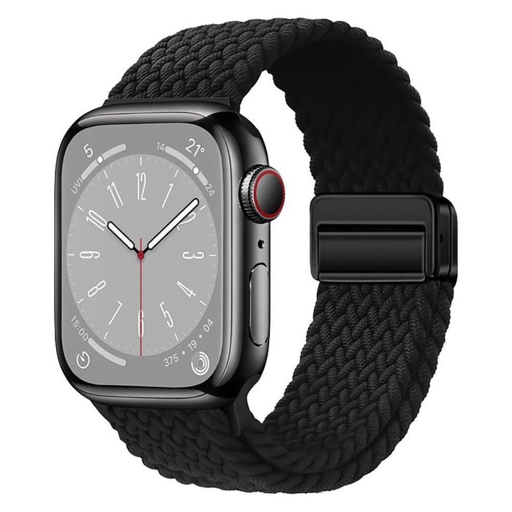 Apple Watch (38/40/SE/41/42 mm) Lippa Nylonstropp med Magnetlås – Svart