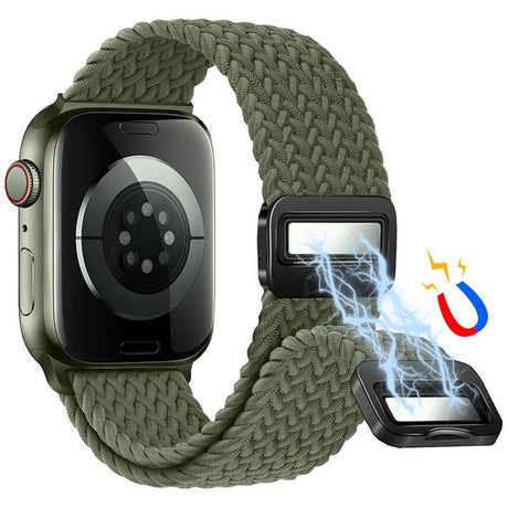 Apple Watch (38/40/SE/41/42 mm) Lippa Nylonstropp med Magnetlås – Grønn