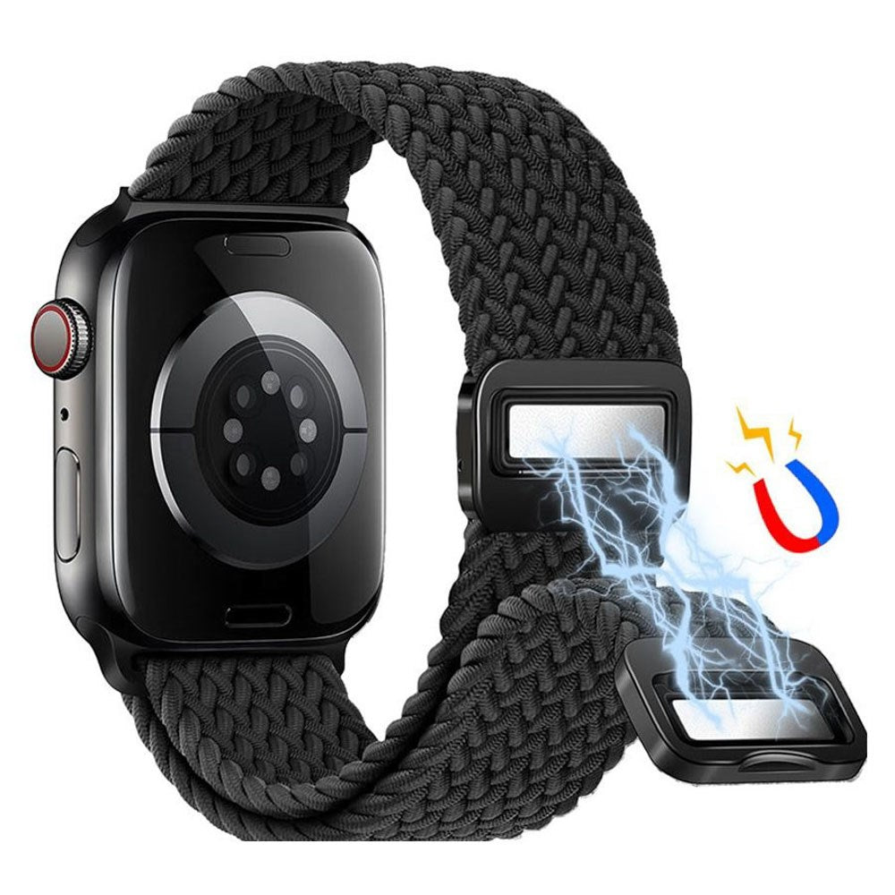 Apple Watch (42/44/SE/45/46/49 mm) Lippa Nylonstropp med Magnetlås – Svart