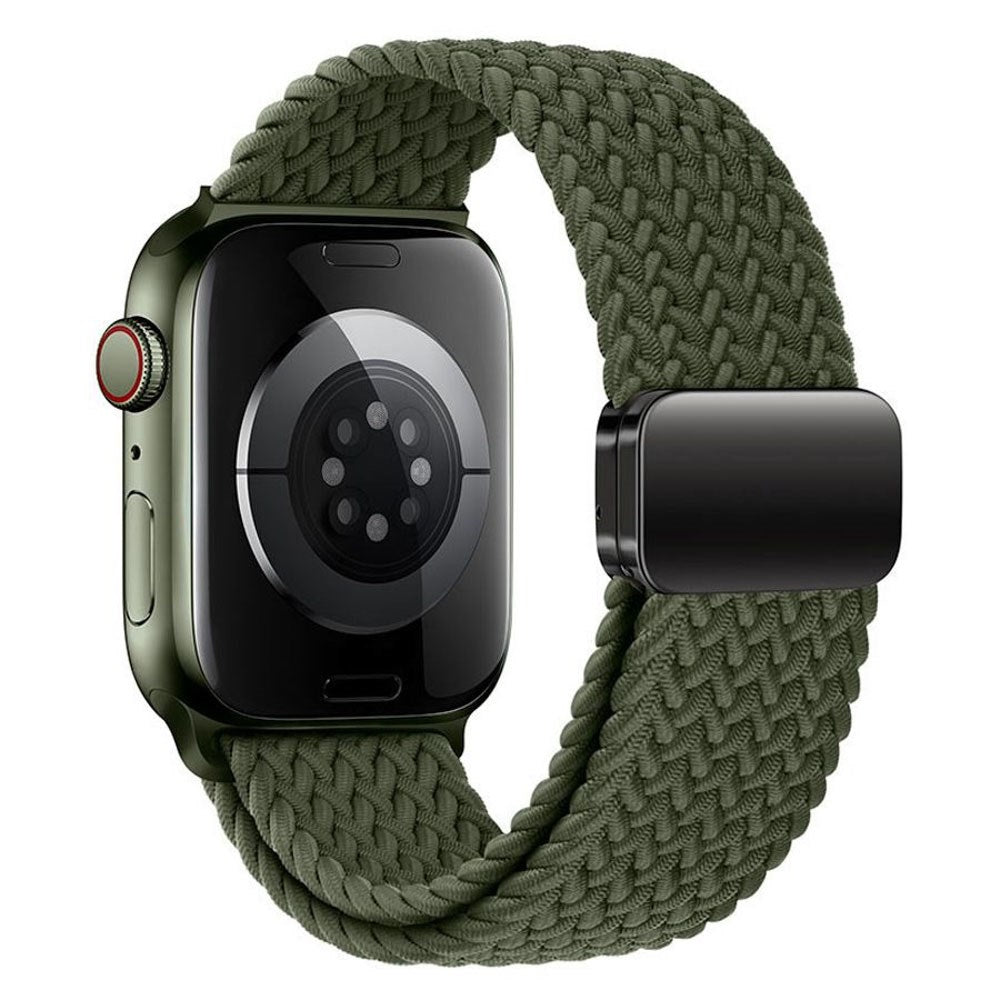 Apple Watch (42/44/SE/45/46/49 mm) Lippa Nylonstropp med Magnetlås – Grønn