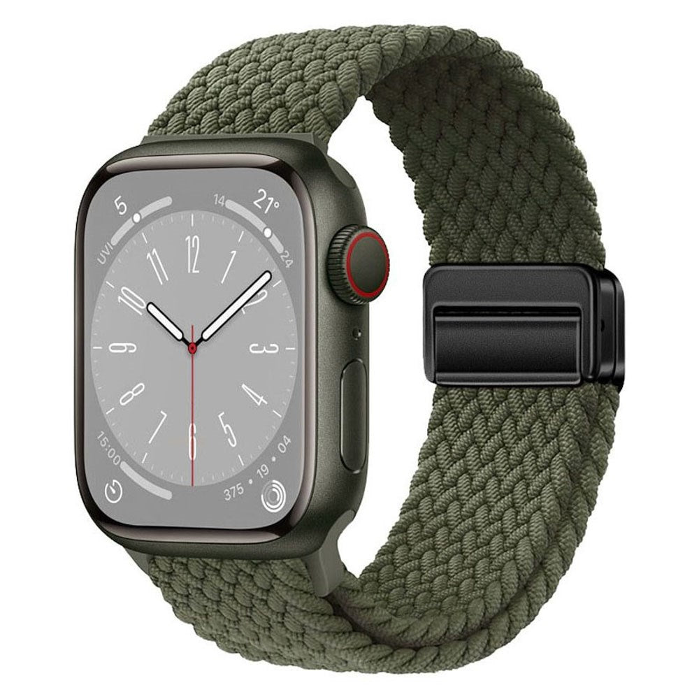 Apple Watch (42/44/SE/45/46/49 mm) Lippa Nylonstropp med Magnetlås – Grønn