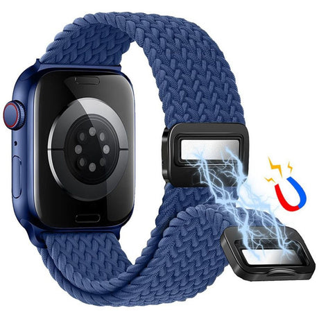 Apple Watch (42/44/SE/45/46/49 mm) Lippa Nylonstropp med Magnetlås – Blå