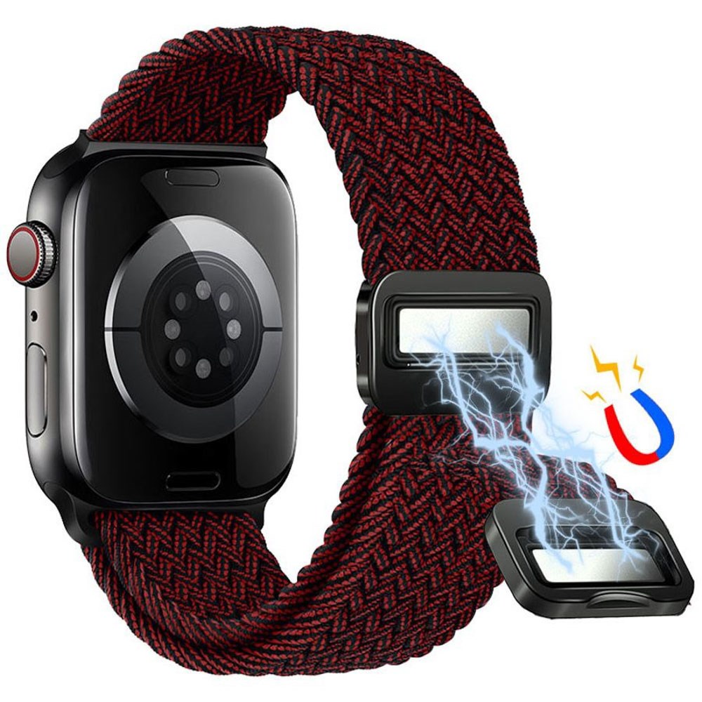 Apple Watch (42/44/SE/45/46/49 mm) Lippa Nylonstropp med Magnetlås – Rød