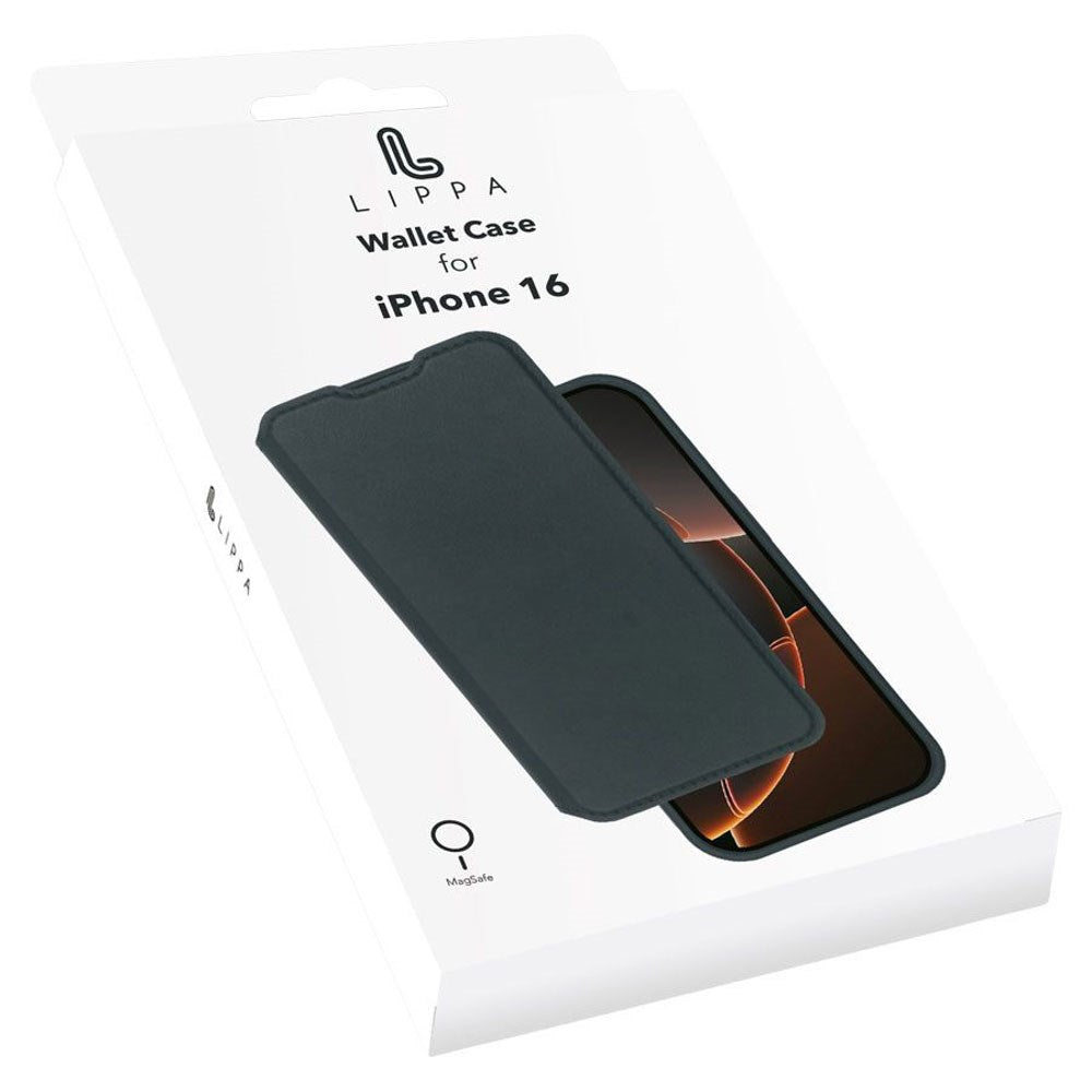 iPhone 16 Lippa 2-i-1 Wallet Flip Deksel - Svart