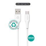 eSTUFF INFINITE USB-C-Kabel 60W 1 m - 100 % Resirkulert Plast - Hvit