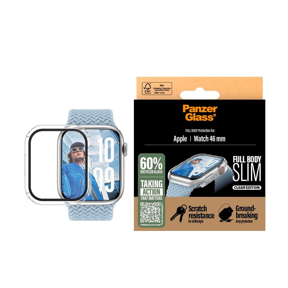 PanzerGlass Apple Watch 11 / 10 (46mm) Snappie Full Body Slim Deksel med Innebygd Skjermbeskytter - Gjennomsiktig