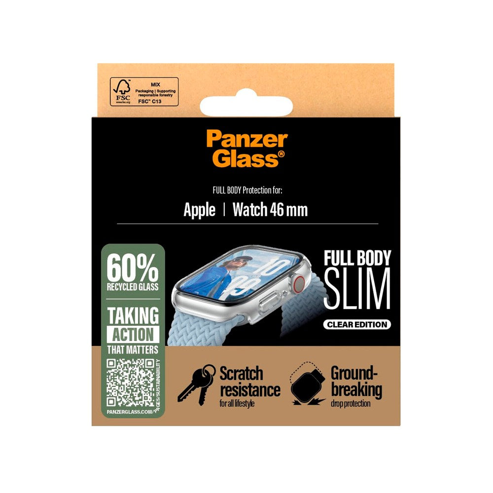 PanzerGlass Apple Watch 11 / 10 (46mm) Snappie Full Body Slim Deksel med Innebygd Skjermbeskytter - Gjennomsiktig
