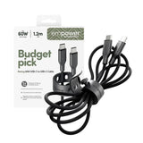 empower by PanzerGlass Racing 60W USB-C til USB-C Kabel – 1.2m – Space Black