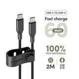 empower by PanzerGlass Racing 60W USB-C til USB-C Kabel – 2m – Space Black
