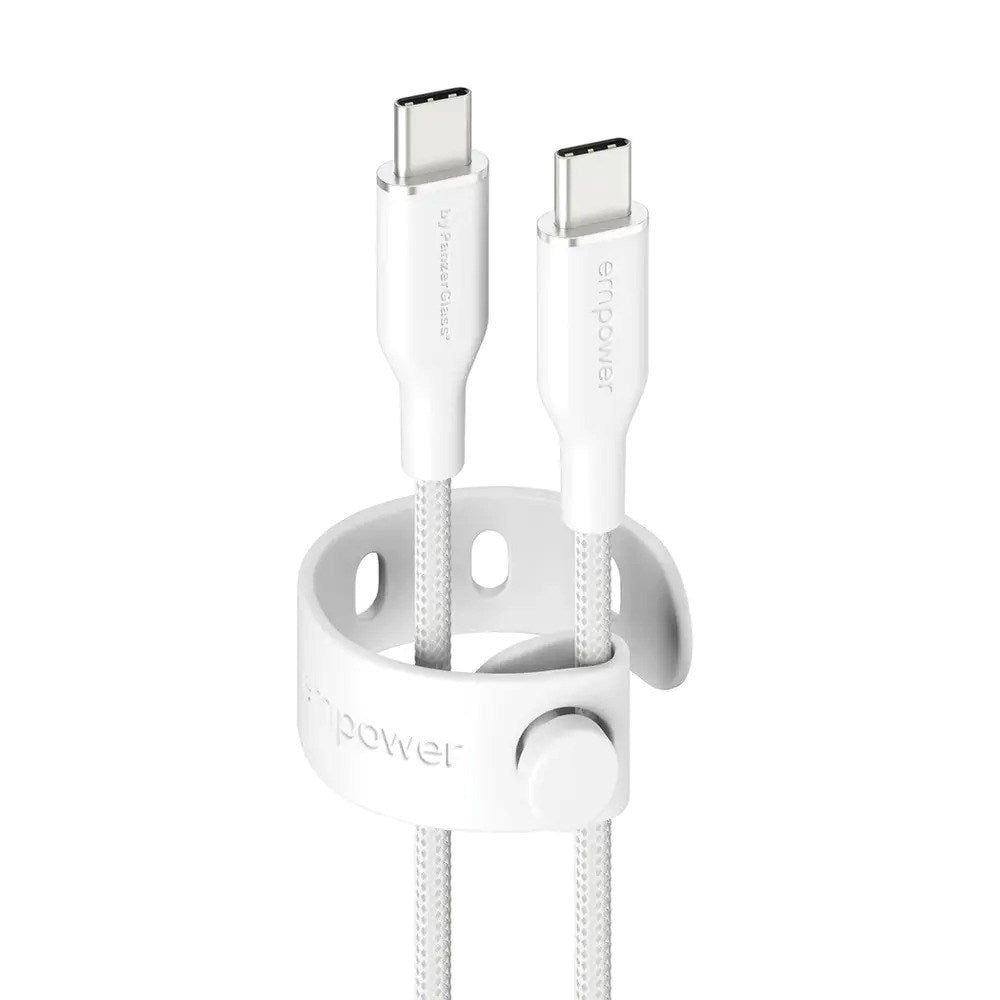 empower by PanzerGlass Racing 60W USB-C til USB-C Kabel – 2m – Silver White
