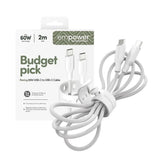 empower by PanzerGlass Racing 60W USB-C til USB-C Kabel – 2m – Silver White