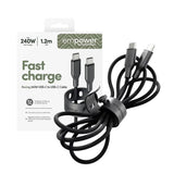 empower by PanzerGlass Racing 240W USB-C til USB-C Kabel – 1.2m – Space Black