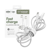 empower by PanzerGlass Racing 240W USB-C til USB-C Kabel – 1.2m – Silver White