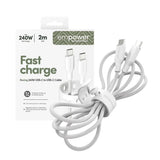 empower by PanzerGlass Racing 240W USB-C til USB-C Kabel – 2m – Silver White