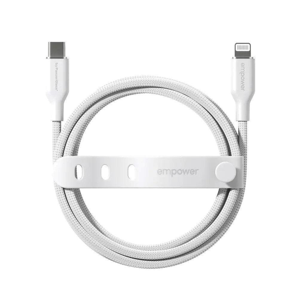 empower by PanzerGlass Racing 60W USB-C til Lightning Kabel – 1.2m – Silver White