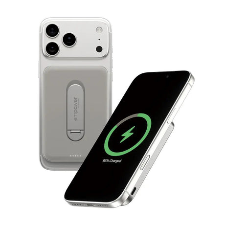 empower by PanzerGlass empower Bank m. Spin Stand - 5000 mAh - Qi2 / MagSafe Kompatibel - Titanium