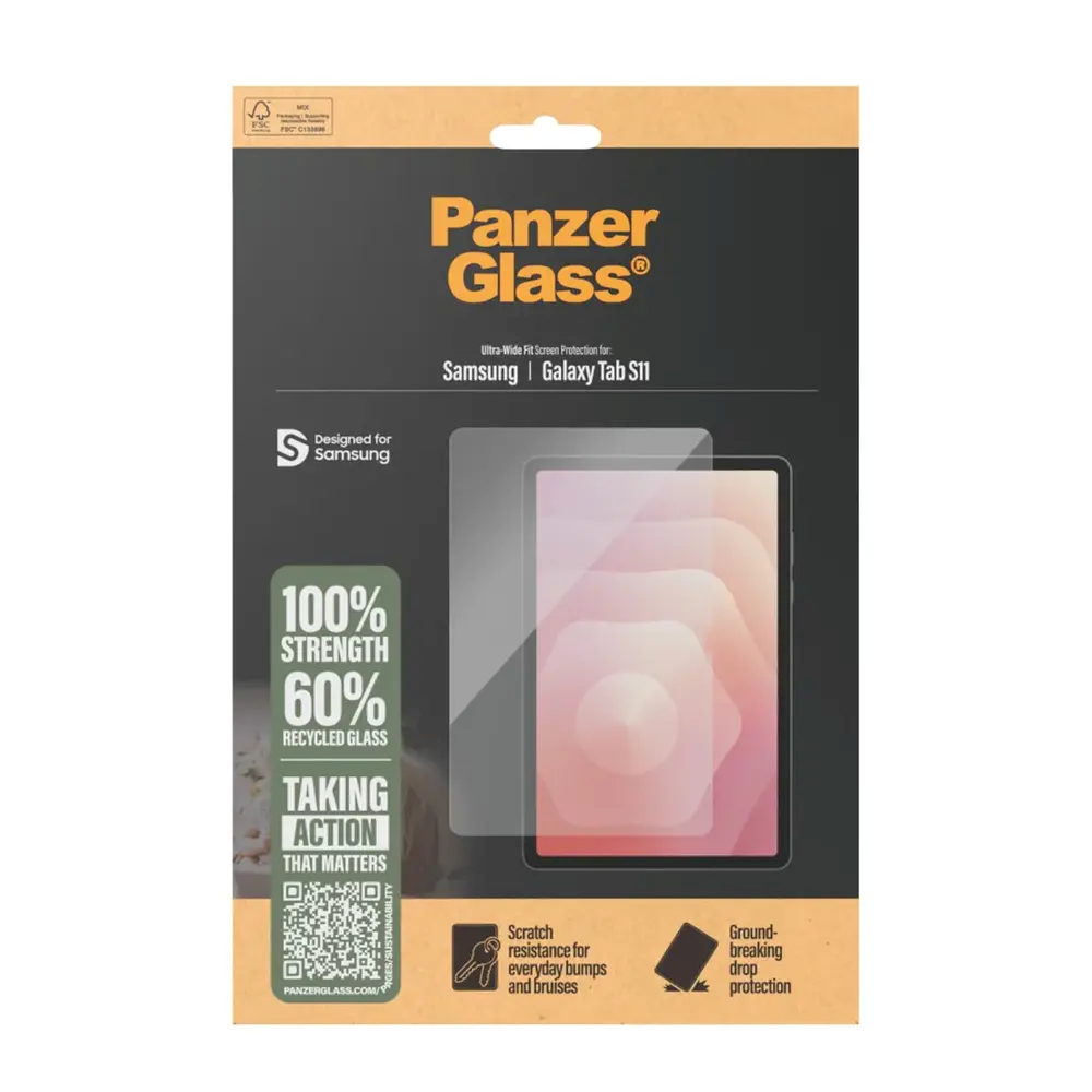 Samsung Galaxy Tab S11 PanzerGlass Ultra-Wide Fit Skjermbeskyttelse - Gjennomsiktig