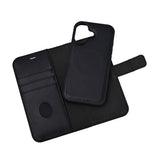 RadiCover Exclusive iPhone 17 2-in-1 Anti Stråling Ekte Skinn Flip Deksel med Lommebok - MagSafe Kompatibel - Svart